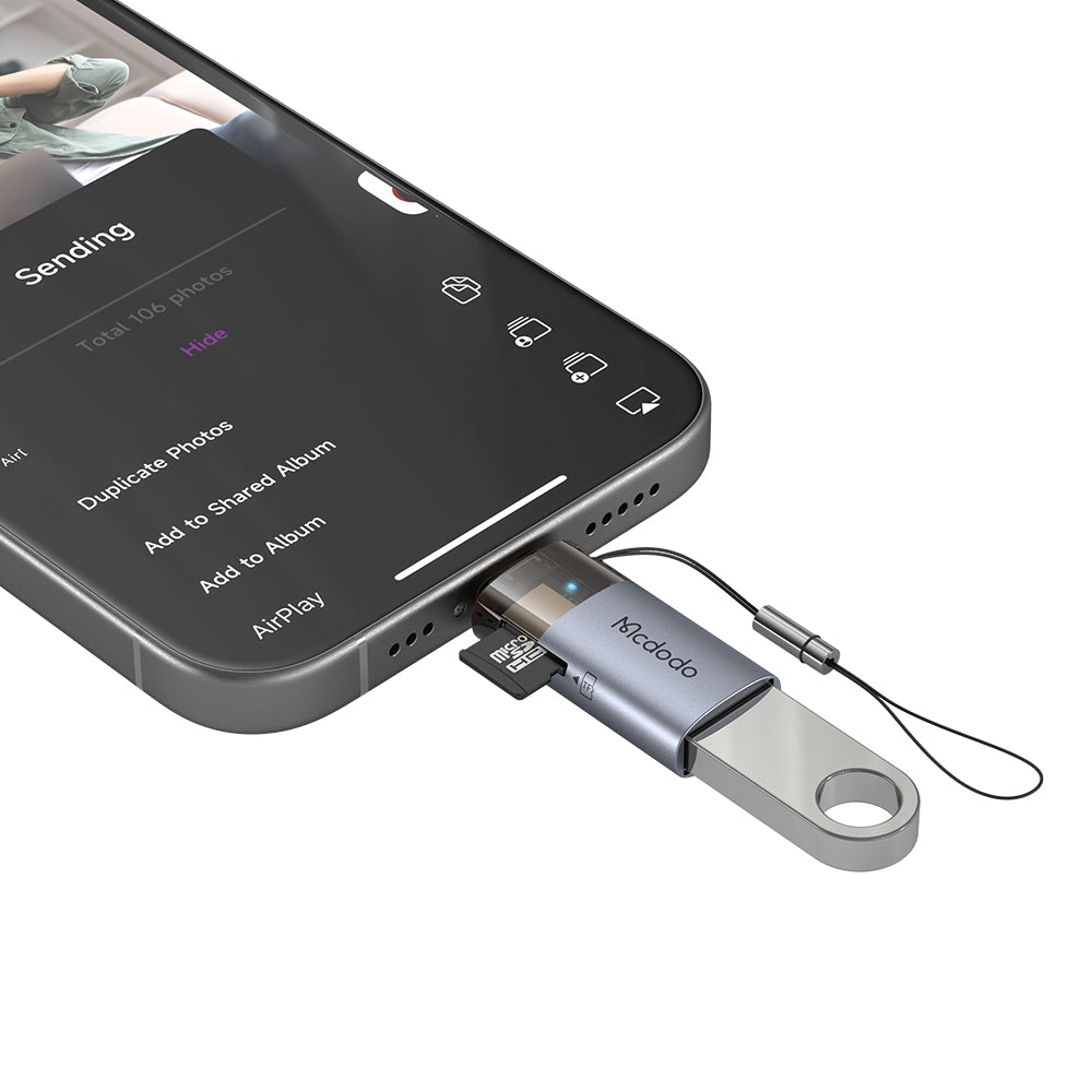 Αναγνώστης Καρτών Lightning McDodo OT-7850, USB-A (OTG) - microSD, Μαύρο