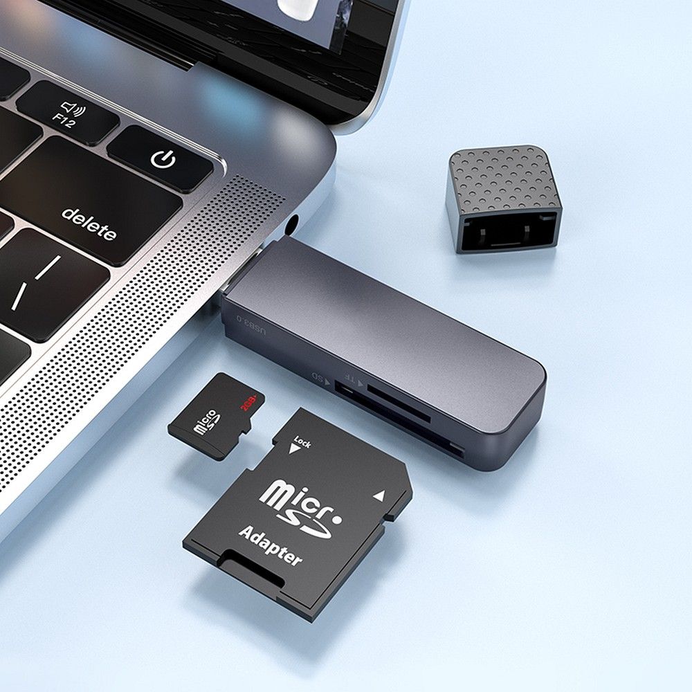 Αναγνώστης Καρτών USB HOCO HB45, SD - microSD, Γκρι