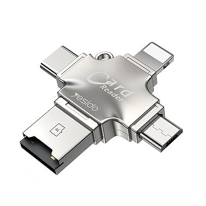 Αναγνώστης Καρτών USB / USB-C / Lightning / microUSB Yesido GS13, microSD, Ασημί