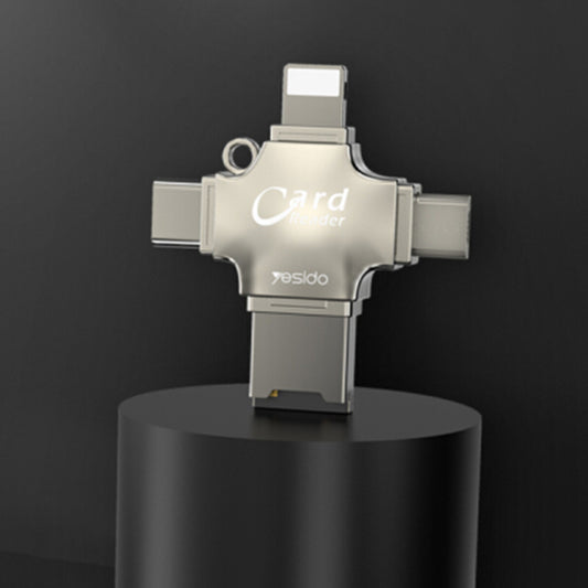 Αναγνώστης Καρτών USB / USB-C / Lightning / microUSB Yesido GS13, microSD, Ασημί