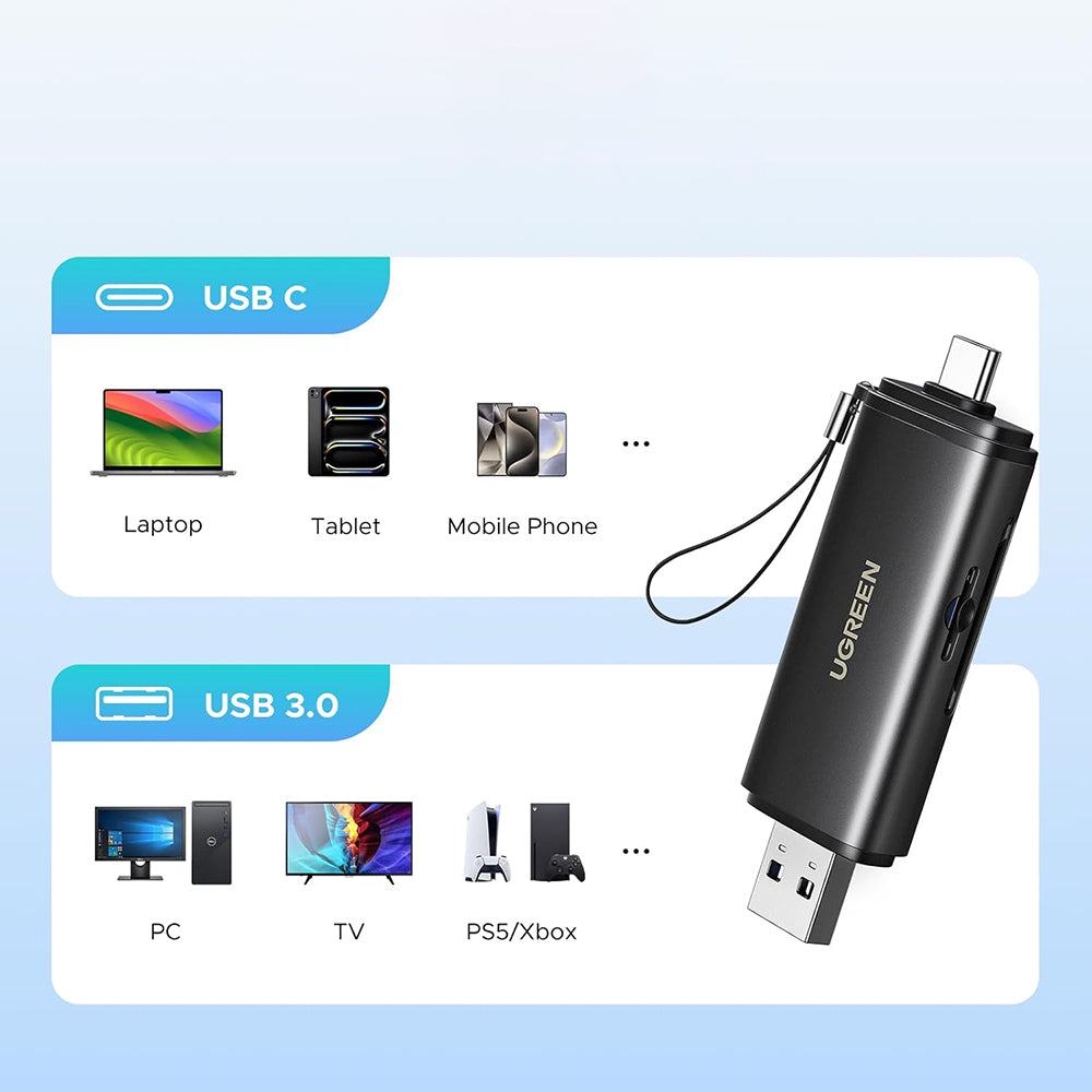 UGREEN CM803 (65024) USB / USB-C Card Reader, SD - microSD, Black