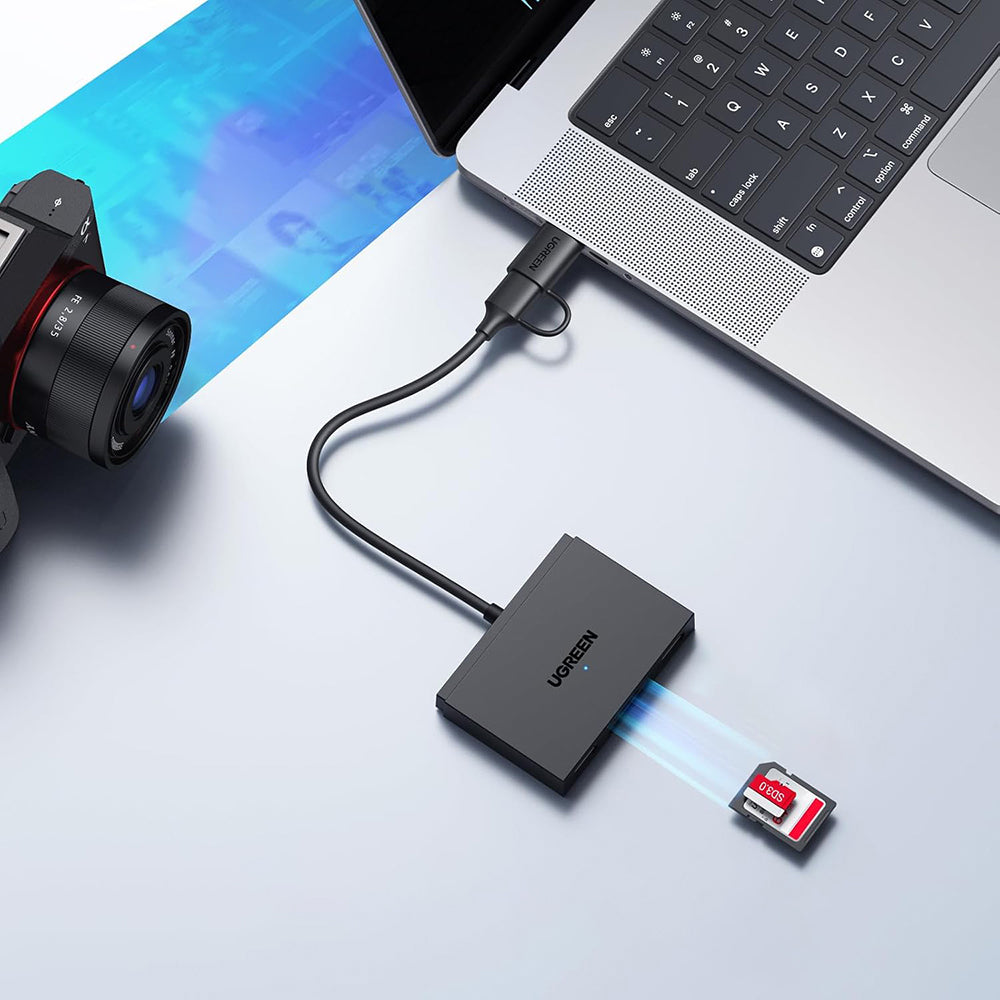 Αναγνώστης Καρτών USB / USB-C UGREEN CM812 (45167), SD - microSD - 2 x USB-A, Μαύρο