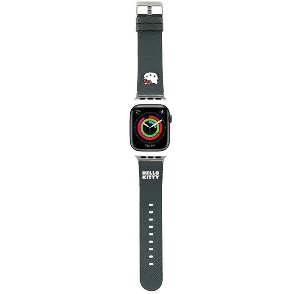 Λουράκι Hello Kitty Leather Kitty Head για Apple Watch 42mm / 41mm / 40mm / 38mm Series, Μαύρο