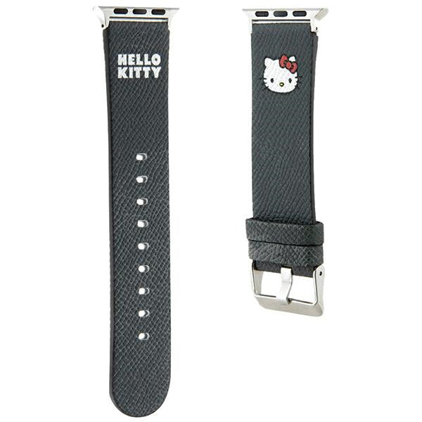 Λουράκι Hello Kitty Leather Kitty Head για Apple Watch 42mm / 41mm / 40mm / 38mm Series, Μαύρο
