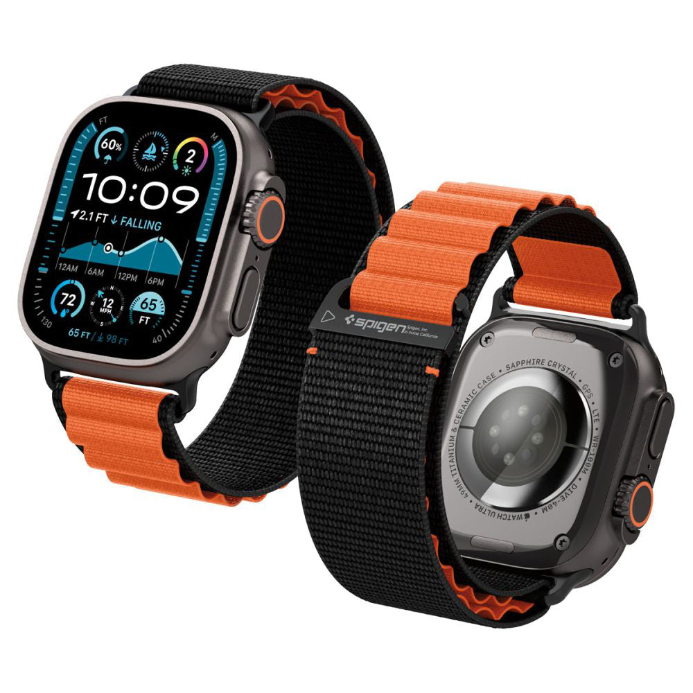 Λουράκι Spigen WBF1 για Apple Watch 49mm / 46mm / 45mm / 44mm Series, Μαύρο Πορτοκαλί AMP10145