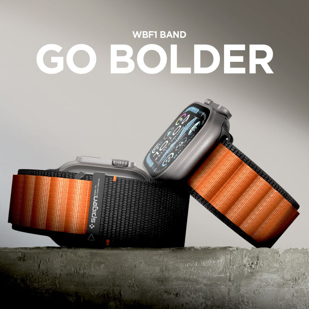 Λουράκι Spigen WBF1 για Apple Watch 49mm / 46mm / 45mm / 44mm Series, Μαύρο Πορτοκαλί AMP10145