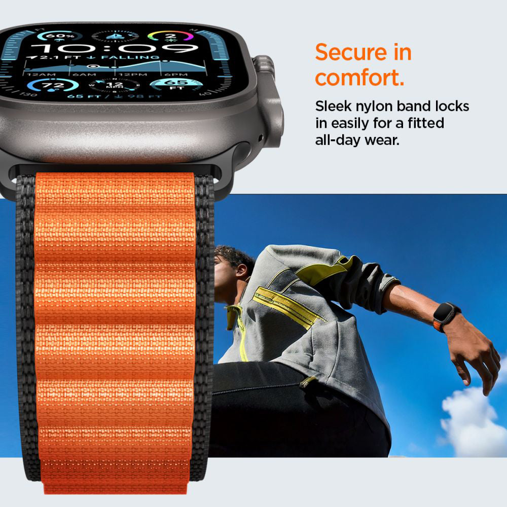 Λουράκι Spigen WBF1 για Apple Watch 49mm / 46mm / 45mm / 44mm Series, Μαύρο Πορτοκαλί AMP10145