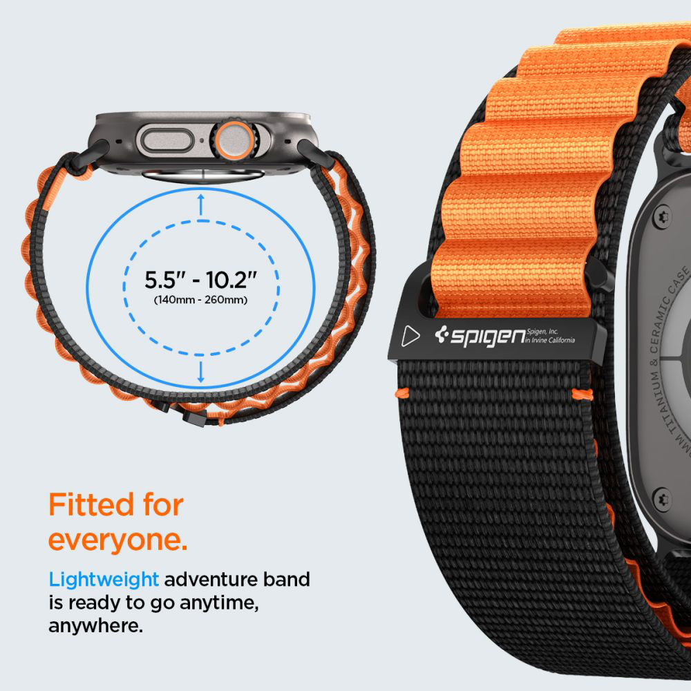 Λουράκι Spigen WBF1 για Apple Watch 49mm / 46mm / 45mm / 44mm Series, Μαύρο Πορτοκαλί AMP10145