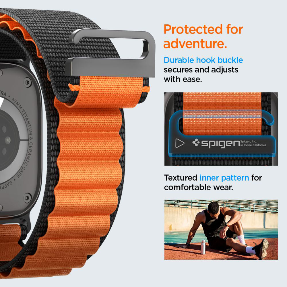 Λουράκι Spigen WBF1 για Apple Watch 49mm / 46mm / 45mm / 44mm Series, Μαύρο Πορτοκαλί AMP10145