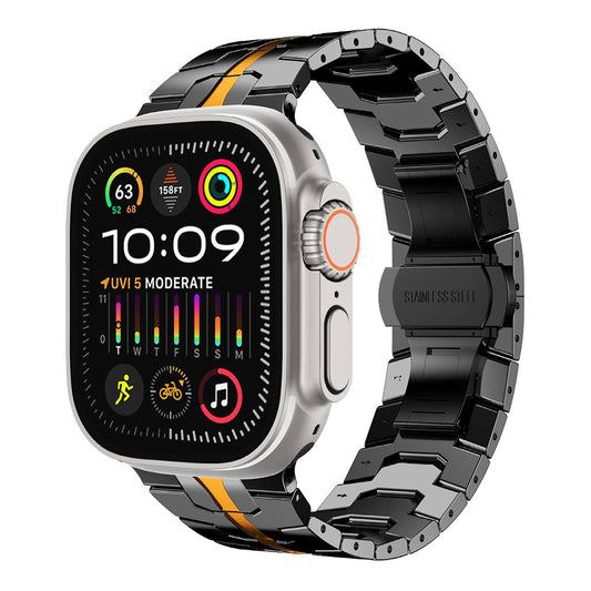 Λουράκι Techsuit W063 για Apple Watch 49mm / 46mm / 45mm / 44mm / 42mm Series, Μαύρο Πορτοκαλί