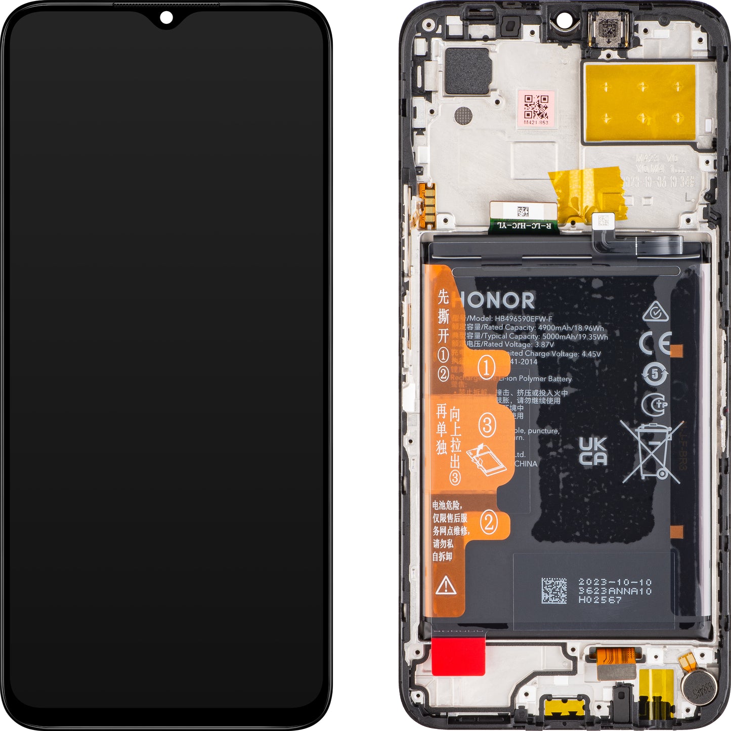 Οθόνη αφής Honor 70 Lite, με πλαίσιο και μπαταρία, μαύρο, πακέτο σέρβις 0235AFJJJ