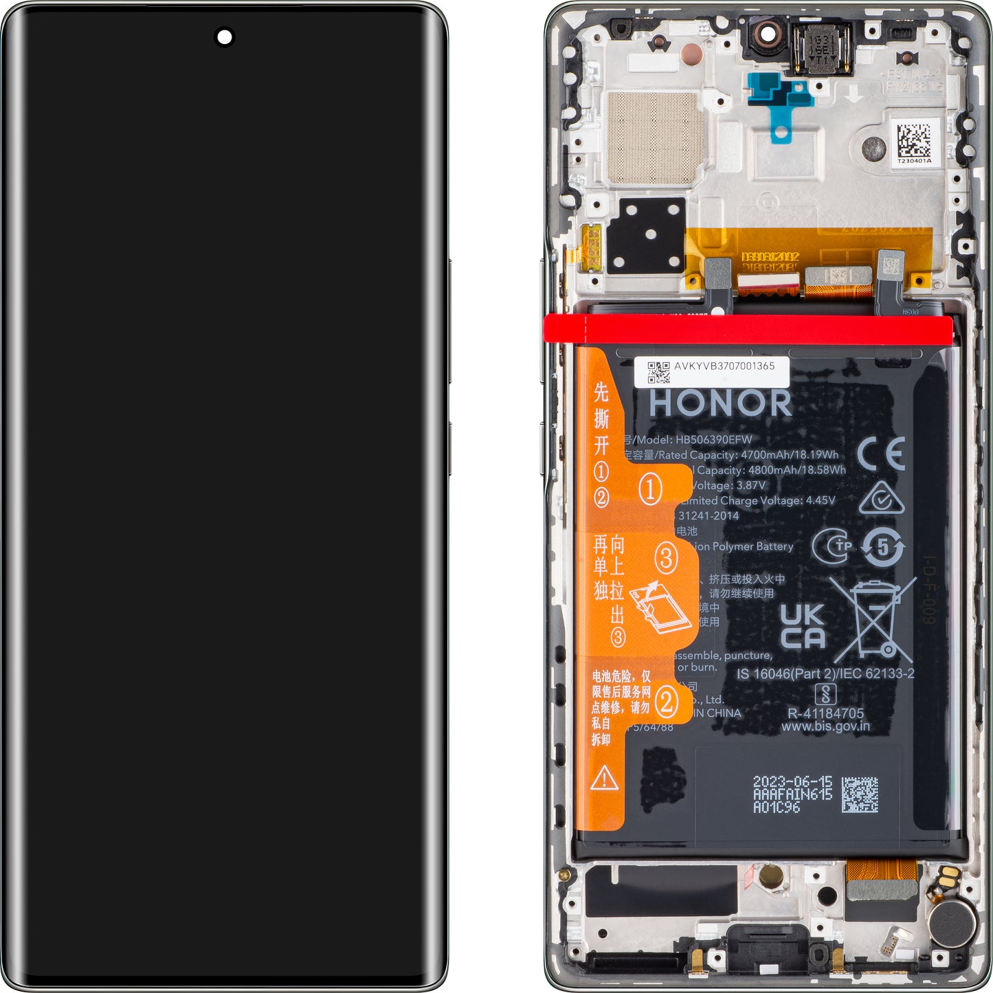 Οθόνη αφής Honor 70, με πλαίσιο και μπαταρία, μαύρο μεσάνυχτα, πακέτο σέρβις 0235ACMF