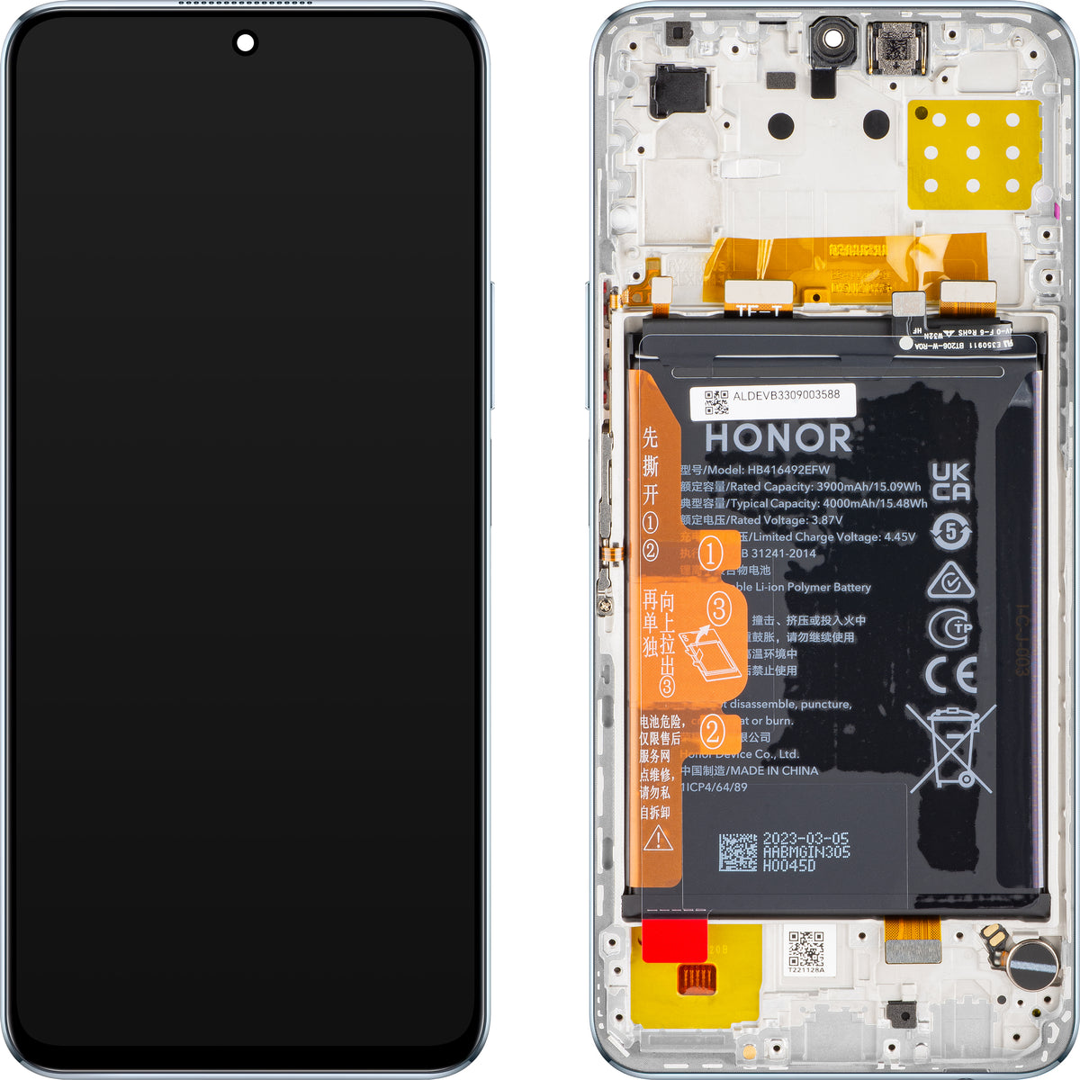 Οθόνη αφής Οθόνη αφής Honor X8 4G, με πλαίσιο και μπαταρία, Titanium Silver, Service Pack 0235ACDS Service Pack 0235ACDS