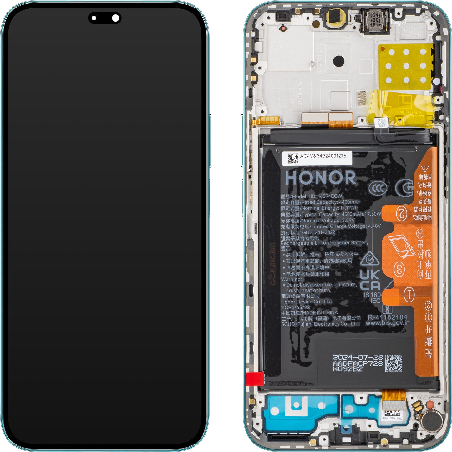 Οθόνη αφής Οθόνη αφής Honor 200 Lite, με πλαίσιο, μπλε (Cyan Lake), Service Pack 0235ALPU