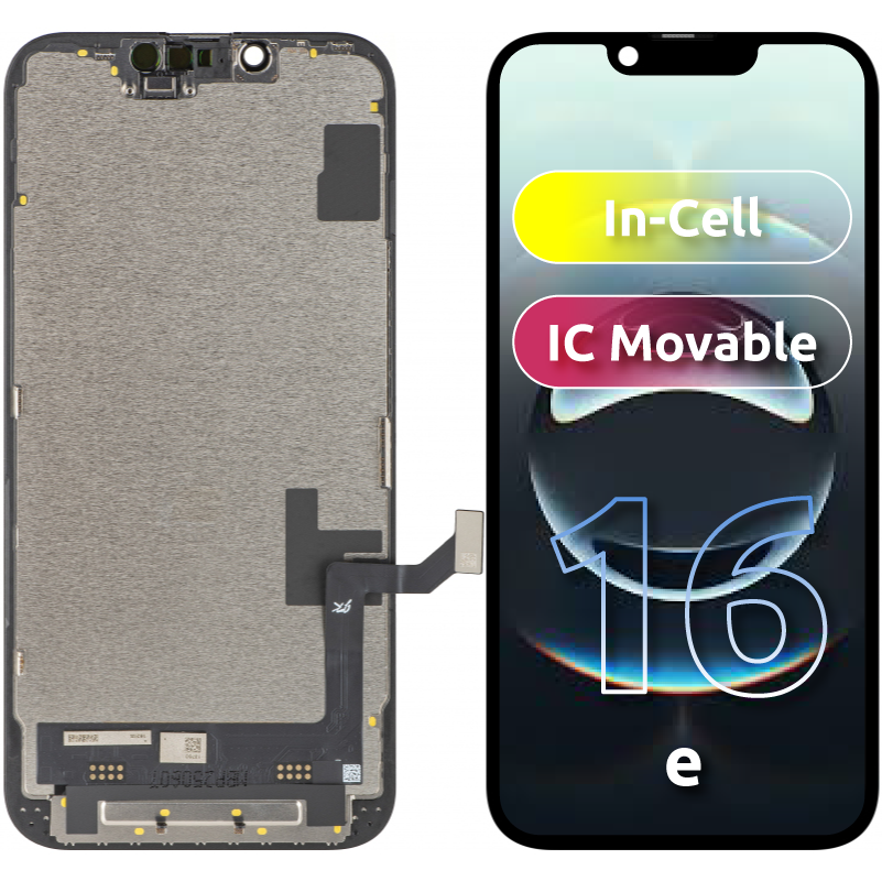 Οθόνη με Touchscreen JK για Apple iPhone 17e / 16e, με Πλαίσιο, Έκδοση LCD In-Cell IC Movable, Μαύρο