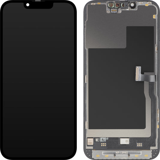 Οθόνη με Touchscreen MP συμβατή με Apple iPhone 13 Pro, με Πλαίσιο, Premium Έκδοση Soft OLED FHD 120Hz Διαγνωστική, Μαύρο