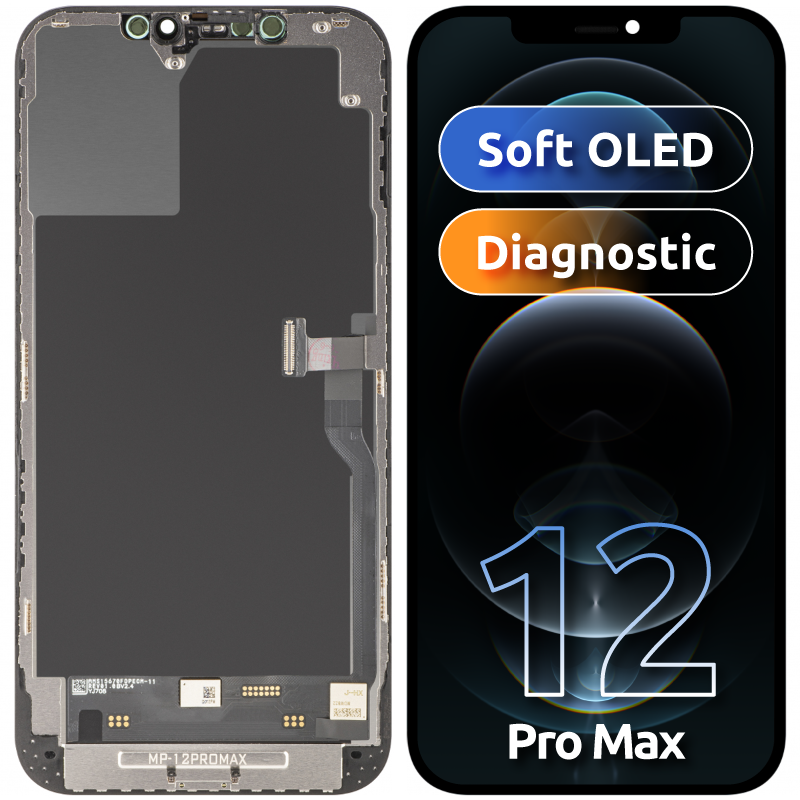 Οθόνη με Touchscreen MP συμβατή με Apple iPhone 12 Pro Max, με Πλαίσιο, Έκδοση Λογισμικού OLED FHD Διαγνωστική, Μαύρο