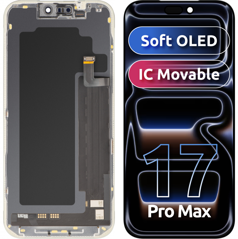 Οθόνη με Touchscreen MP συμβατή με Apple iPhone 17 Pro Max, με Πλαίσιο, Έκδοση Soft OLED FHD 120Hz IC Movable, Μαύρο