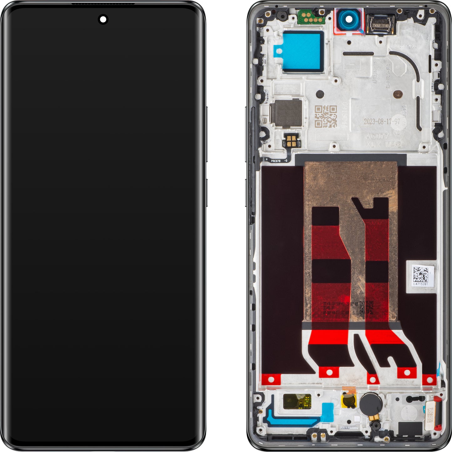 Oppo Reno10 Pro Οθόνη αφής με πλαίσιο, μαύρο (ασημί γκρι), Service Pack 621029000057