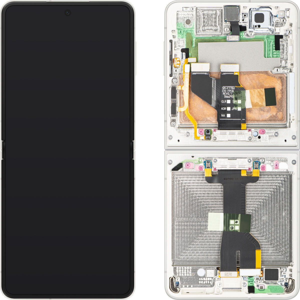 Οθόνη με οθόνη αφής Samsung Galaxy Z Flip8 F776, με πλαίσιο, υποεσωτερικό, λευκό (κρεμ), πακέτο υπηρεσιών GH82-39754B