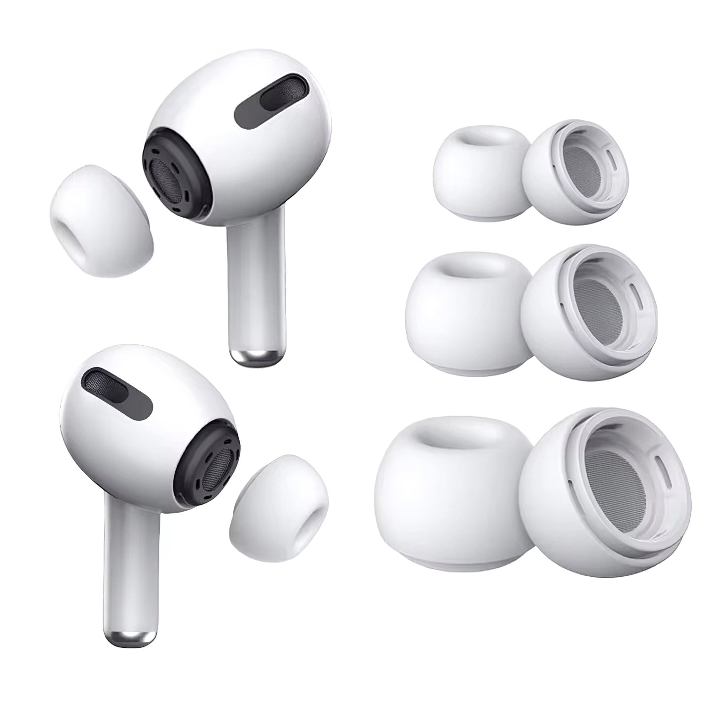 Προστατευτικά Βύσματα Tech-Protect για Apple AirPods Pro Series, Μέγεθος S / M / L, Λευκά