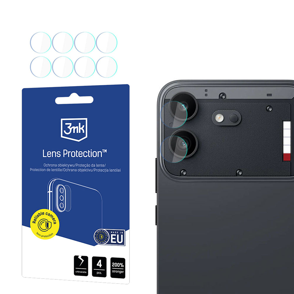 3MK Protection Rear Camera Protective Film for Nothing Phone (4b), Tempered Glass, Set of 4 Pieces, Transparent
