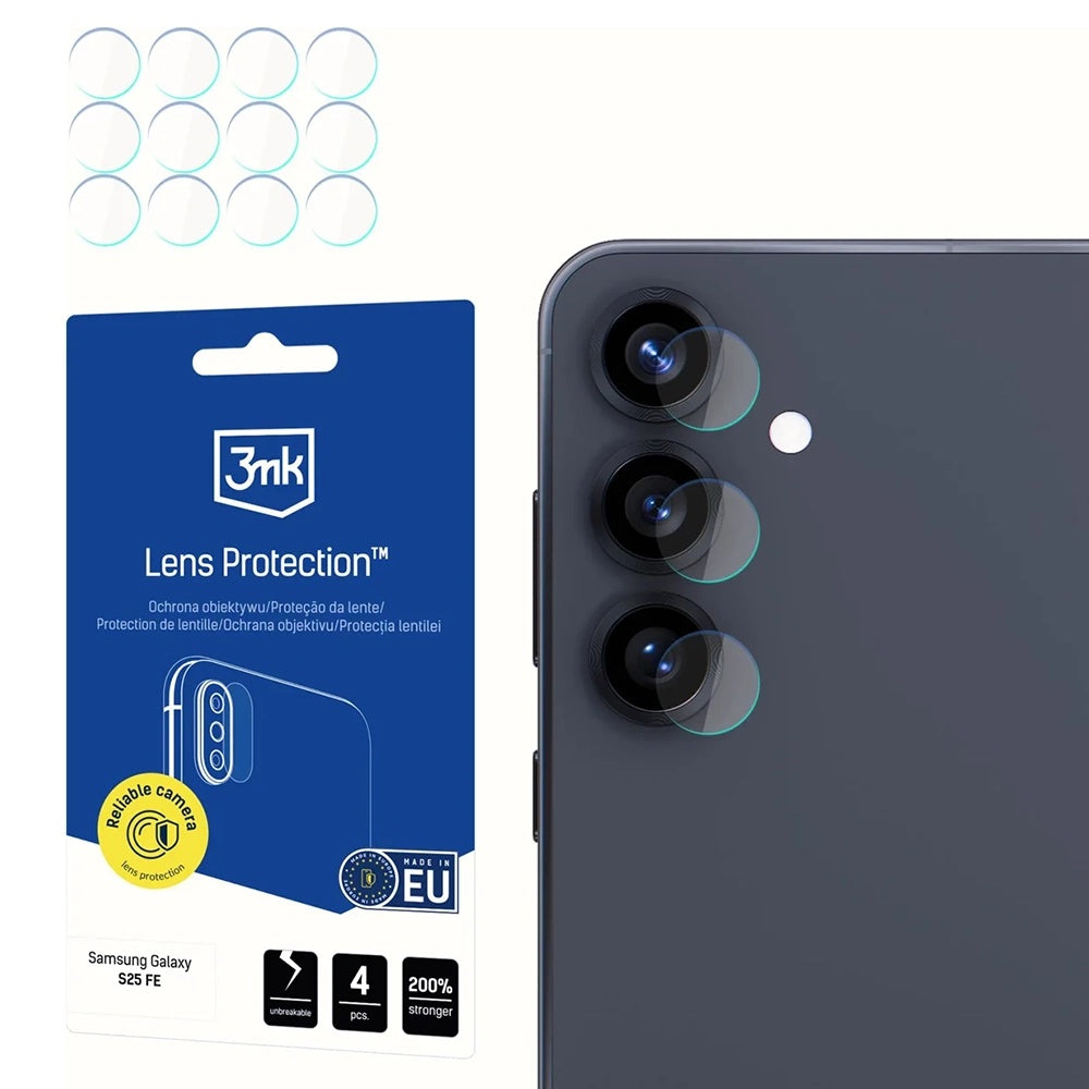 Προστατευτική Μεμβράνη Κάμερας Πίσω 3MK Protection για Samsung Galaxy S25 FE, Ενισχυμένο Γυαλί, Σετ 4 τεμαχίων, Διαφανής