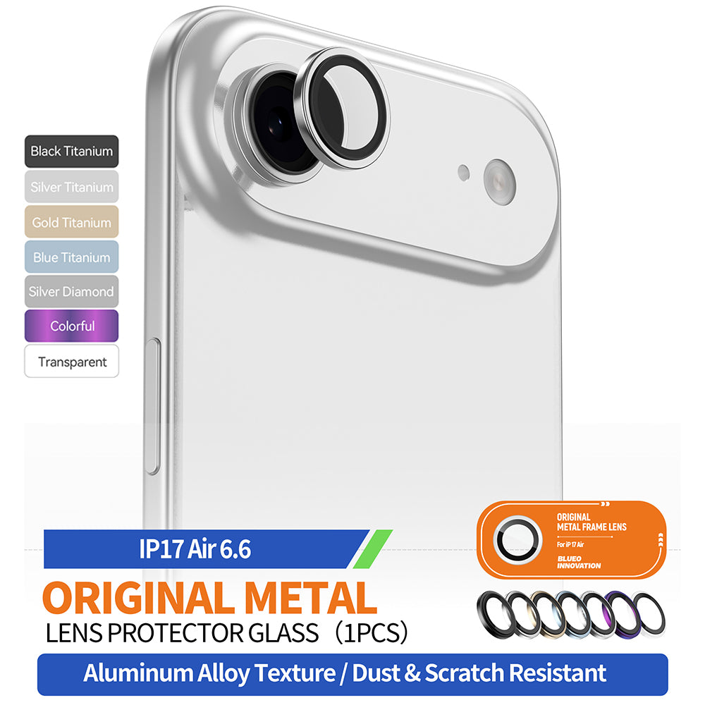 Προστατευτική Μεμβράνη Κάμερας Πίσω Blueo Glitter Diamond Metal Frame για Apple iPhone 17 Air, Ενισχυμένο Γυαλί, Ασημί