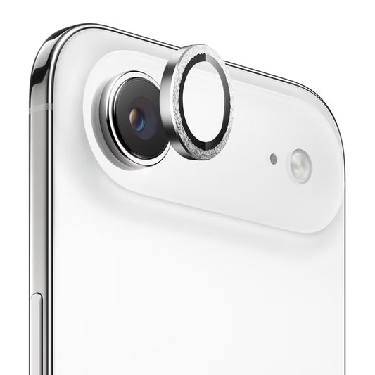 Blueo Glitter Diamond Metal Frame Rear Camera Protection Film for Apple iPhone 17 Air, Tempered Glass, Silver