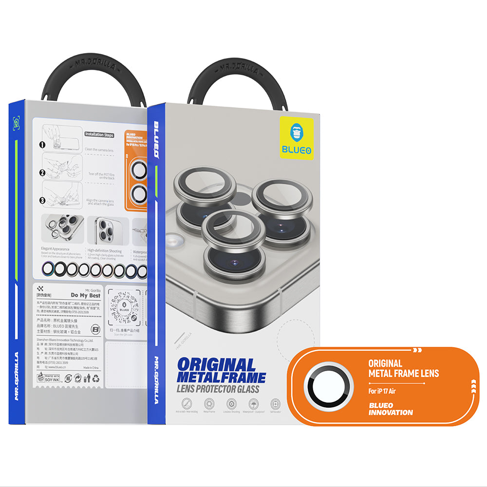 Προστατευτική Μεμβράνη Κάμερας Πίσω Blueo Metal Frame για Apple iPhone 17 Air, Ενισχυμένο Γυαλί, Ασημί