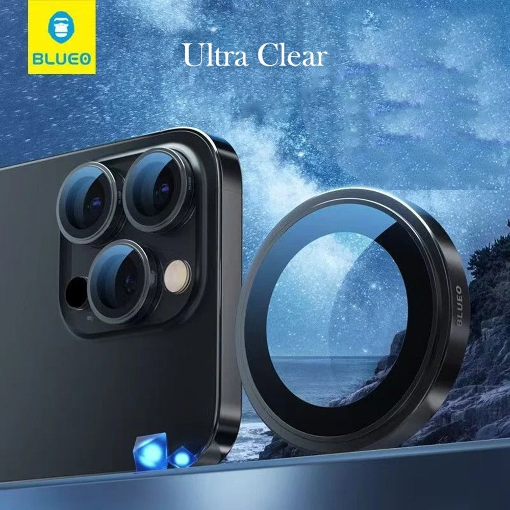 Blueo Sapphire Crystal Rear Camera Protective Film for Apple iPhone 16 Pro Max / 16 Pro, Tempered Glass, Black