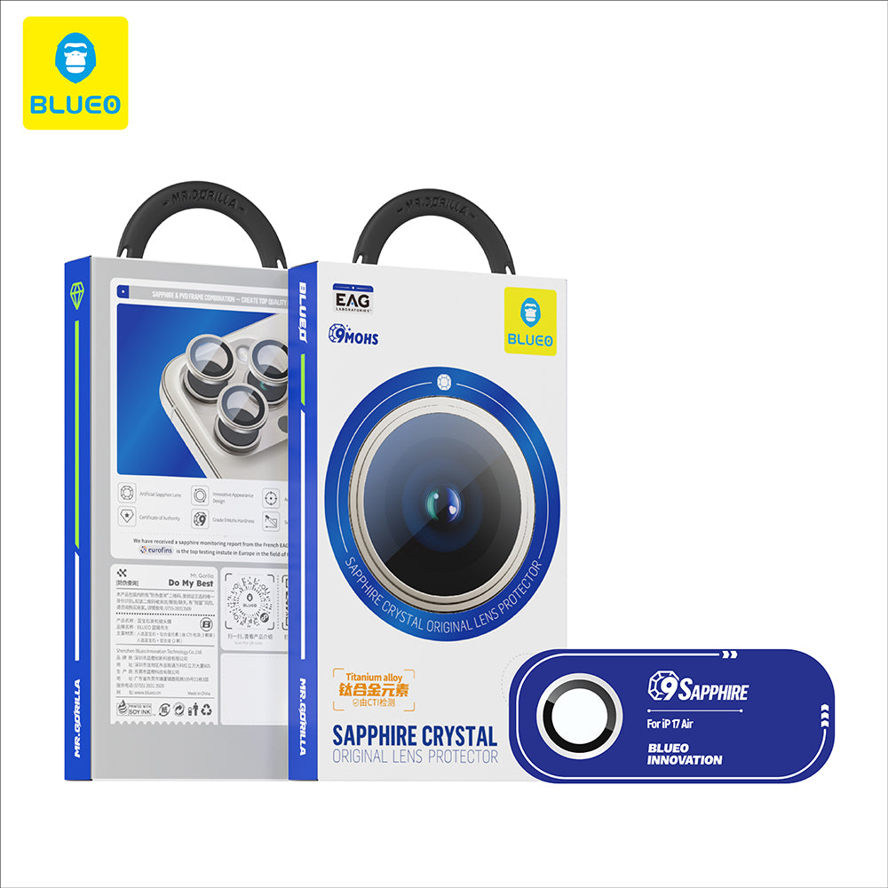 Προστατευτική Μεμβράνη Κάμερας Πίσω Blueo Sapphire Crystal για Apple iPhone 17 Air, Ενισχυμένο Γυαλί, Μαύρη
