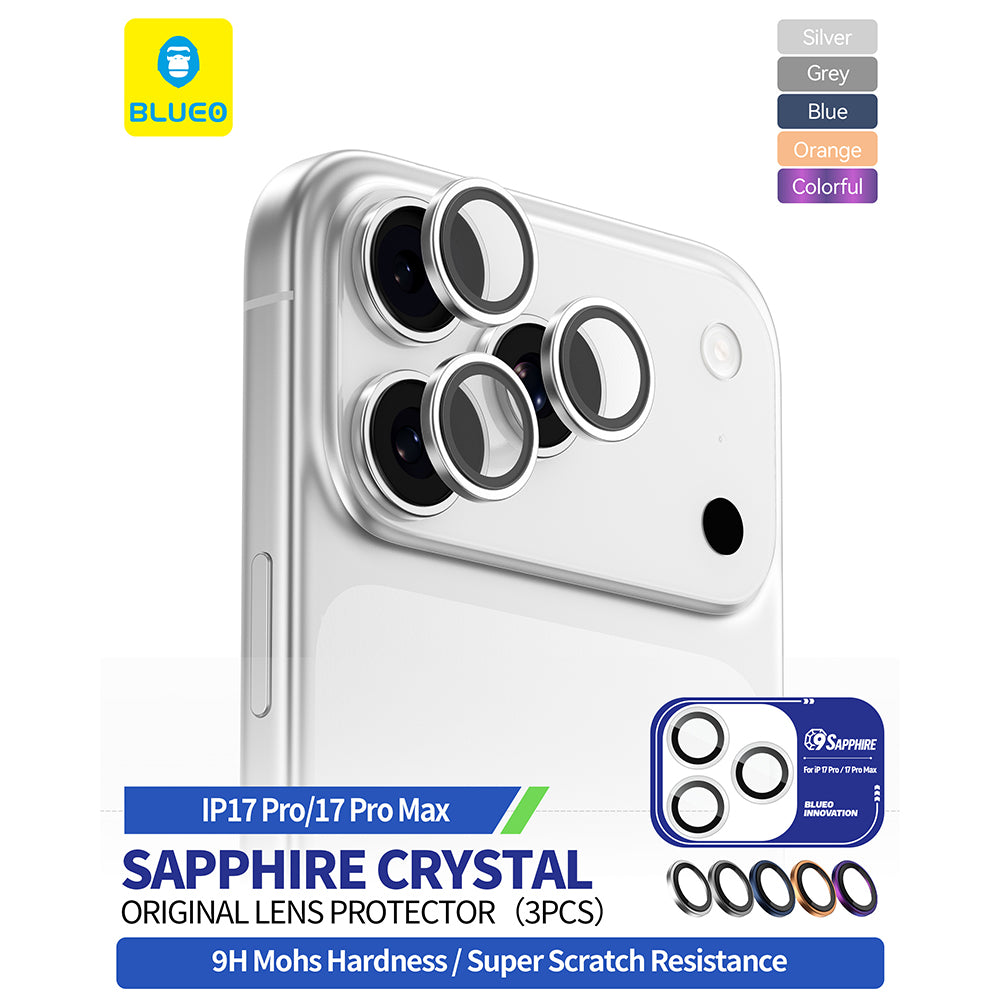 Προστατευτική Μεμβράνη Κάμερας Πίσω Blueo Sapphire Crystal για Apple iPhone 17 Pro Max / 17 Pro, Ενισχυμένο Γυαλί, Πορτοκαλί