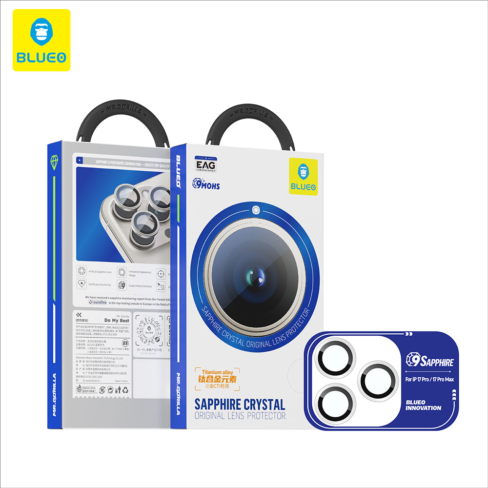 Προστατευτική Μεμβράνη Κάμερας Πίσω Blueo Sapphire Crystal για Apple iPhone 17 Pro Max / 17 Pro, Ενισχυμένο Γυαλί, Πορτοκαλί