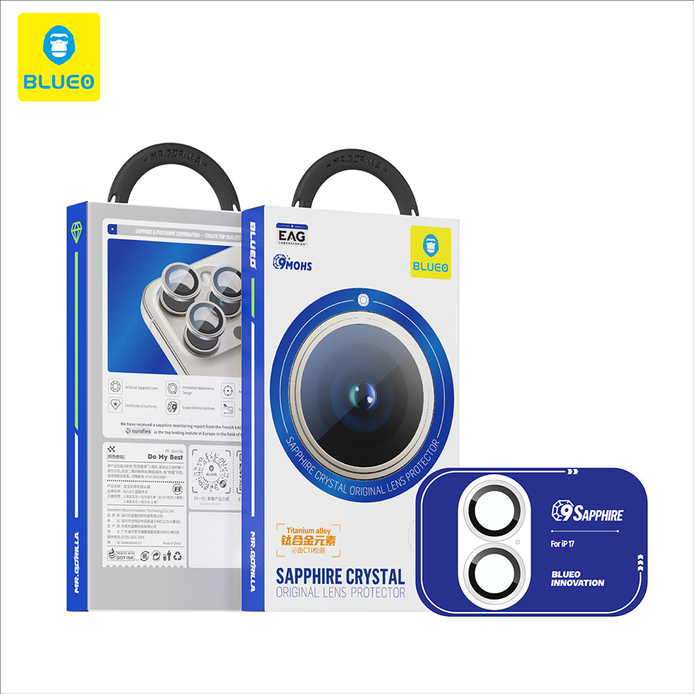 Προστατευτική Μεμβράνη Κάμερας Πίσω Blueo Sapphire Crystal για Apple iPhone 17, Ενισχυμένο Γυαλί, Μαύρη