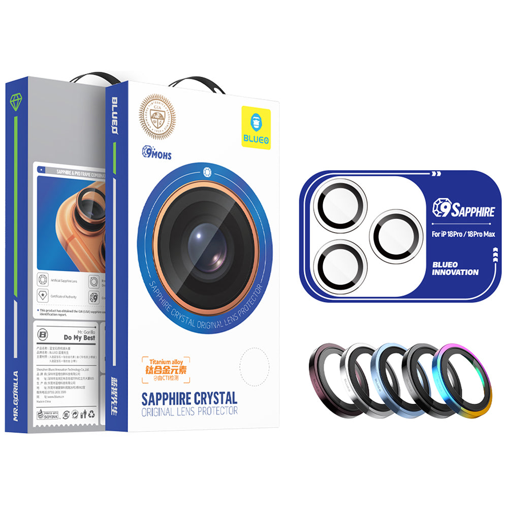 Προστατευτικό κάμερας Blueo Sapphire Crystal για Apple iPhone 18 Pro / 18 Pro Max, σκληρυμένο γυαλί, ασημί