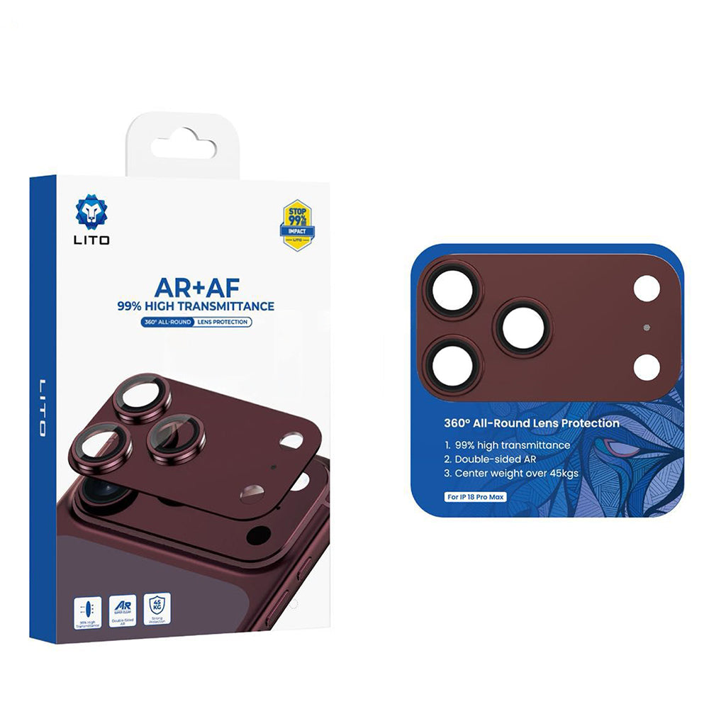 Προστατευτική μεμβράνη κάμερας πίσω Lito Crown Halo AR + AF για Apple iPhone 18 Pro Max, Ενισχυμένο γυαλί, Βυσσινί