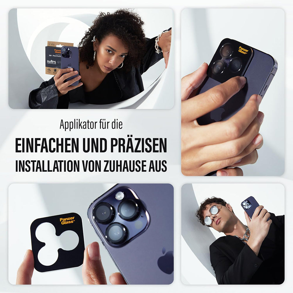 Προστατευτική Μεμβράνη Κάμερας Πίσω PanzerGlass Hoops για Apple iPhone 16 Pro Max / 16 Pro, Ενισχυμένο Γυαλί, Μαύρη
