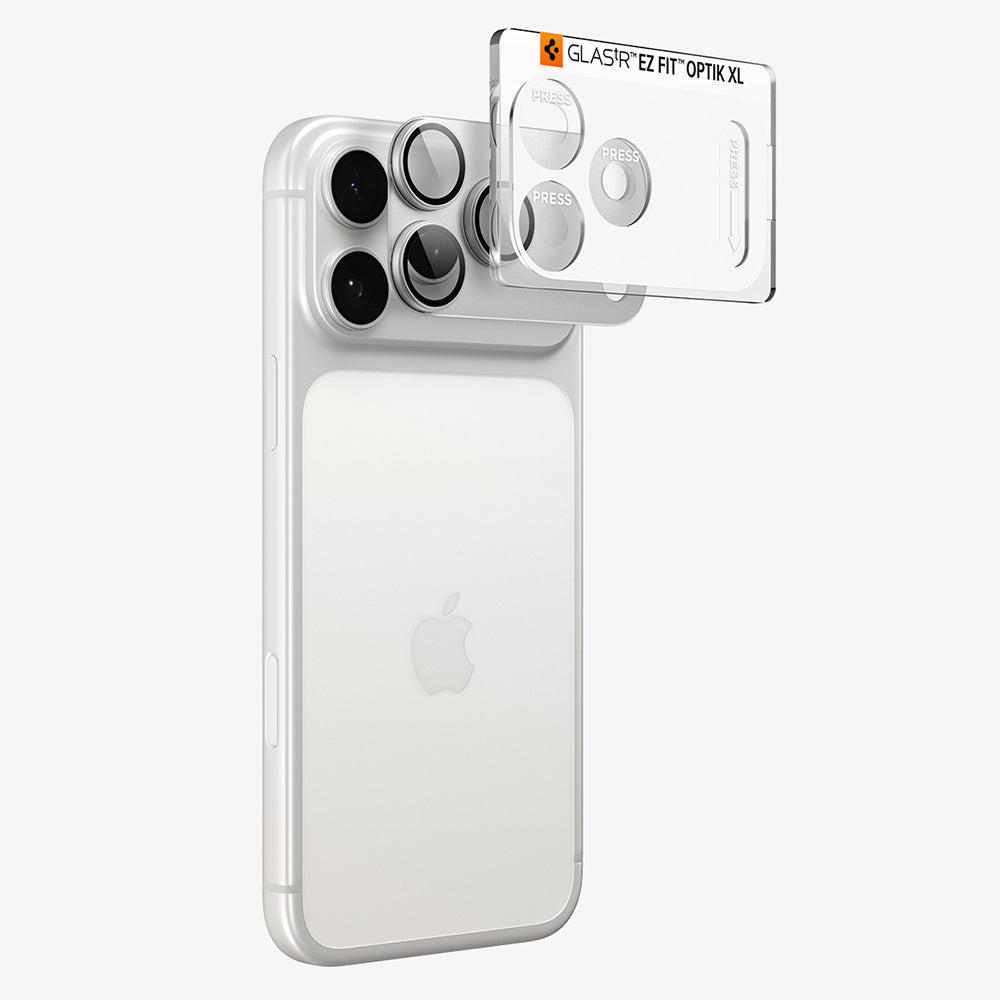 Προστατευτική μεμβράνη για πίσω κάμερα Spigen GlastR EZ FIT Optik Pro XL για Apple iPhone 18 Pro Max, Ανθεκτικό γυαλί, Ασημί AGL12042