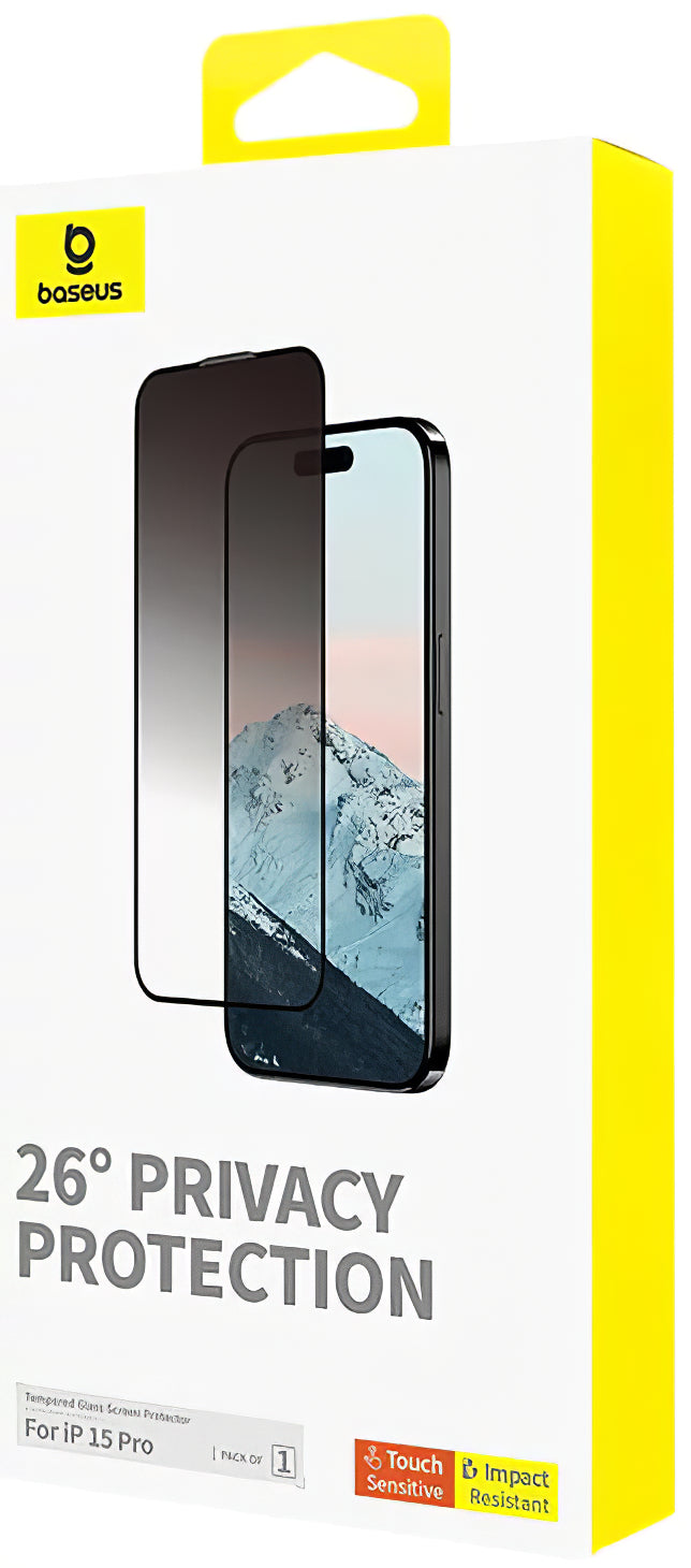 Προστατευτικό οθόνης Baseus Diamond για Apple iPhone 15 Pro, προστατευτικό γυαλί, πλήρης κόλλα P60057405203-01