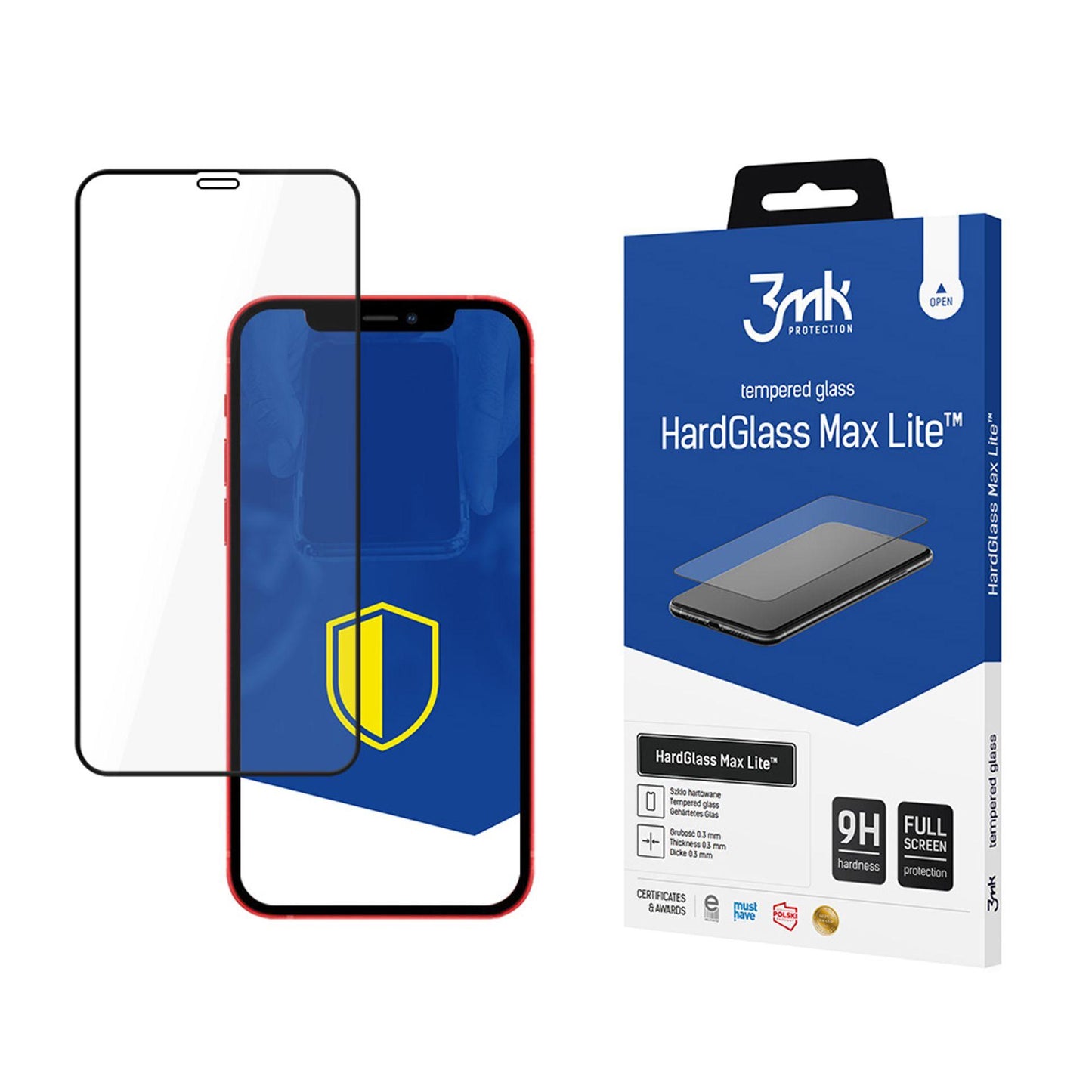 Προστατευτική Μεμβράνη Οθόνης 3MK HardGlass Max Lite για Apple iPhone 12 mini, Ενισχυμένο Γυαλί, Πλήρης Κόλληση, Μαύρη
