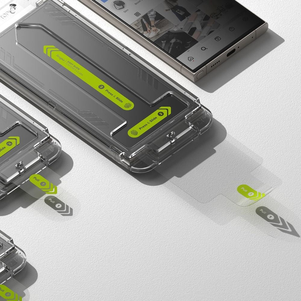 Προστατευτική μεμβράνη οθόνης Privacy Ringke Easy Slide για Samsung Galaxy S24 Ultra S928, Ασφαλισμένο γυαλί, Πλήρης κόλλα, Σετ 2 τεμαχίων