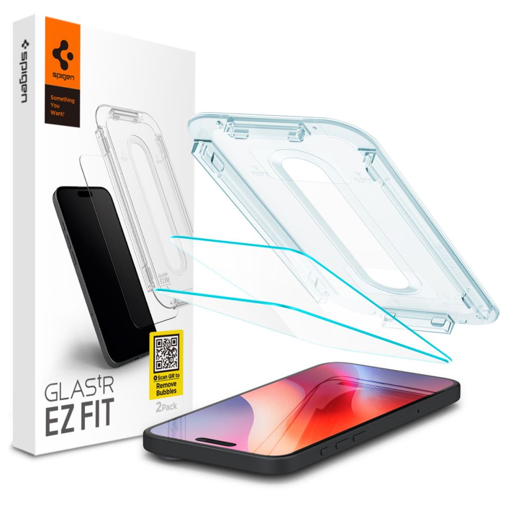 Προστατευτική Μεμβράνη Οθόνης Spigen GlastR EZ FIT για Apple iPhone 17 Pro / 17 / 16 Pro, Ενισχυμένο Γυαλί, Πλήρης Κόλληση, Σετ 2 τεμαχίων