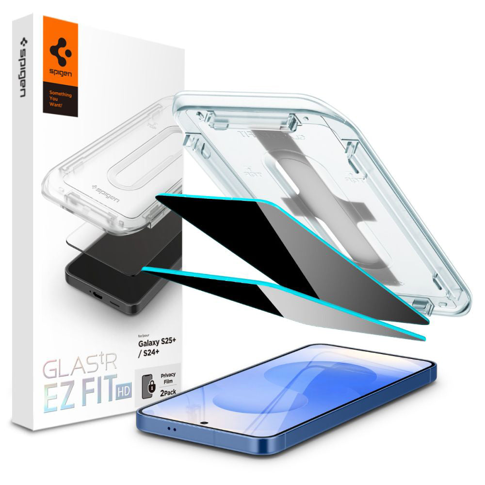 Προστατευτική Μεμβράνη Οθόνης Privacy Spigen GlastR EZ FIT HD για Samsung Galaxy S25+ S936 / S24+ S926, Ενισχυμένο Γυαλί, Πλήρης Κόλληση, Σετ 2 τεμαχίων