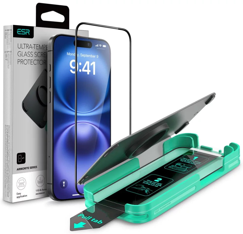 Προστατευτική Μεμβράνη Οθόνης ESR Armorite για Apple iPhone 16 Pro, Ενισχυμένο Γυαλί, Πλήρης Κόλληση, Μαύρη