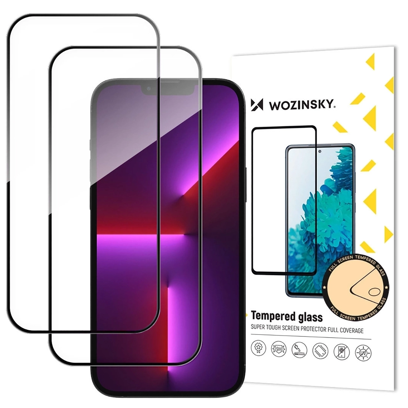 Προστατευτική μεμβράνη οθόνης WZK για Apple iPhone 17 Pro, Τζάμι Ασφαλείας, Πλήρης Κόλλα, Σετ 2 τεμαχίων, Μαύρο