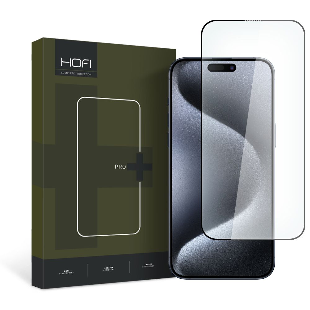 Προστατευτική Μεμβράνη Οθόνης HOFI PRO+ για Apple iPhone 15 Pro, Ενισχυμένο Γυαλί, Full Glue, 2.5D, Μαύρη