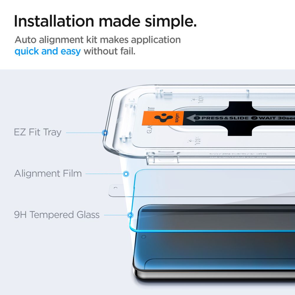 Προστατευτική Μεμβράνη Οθόνης Spigen GlastR EZ FIT για Samsung Galaxy S25+ S936 / S24+ S926, Ενισχυμένο Γυαλί, Πλήρης Κόλληση, Σετ 2 τεμαχίων AGL07432