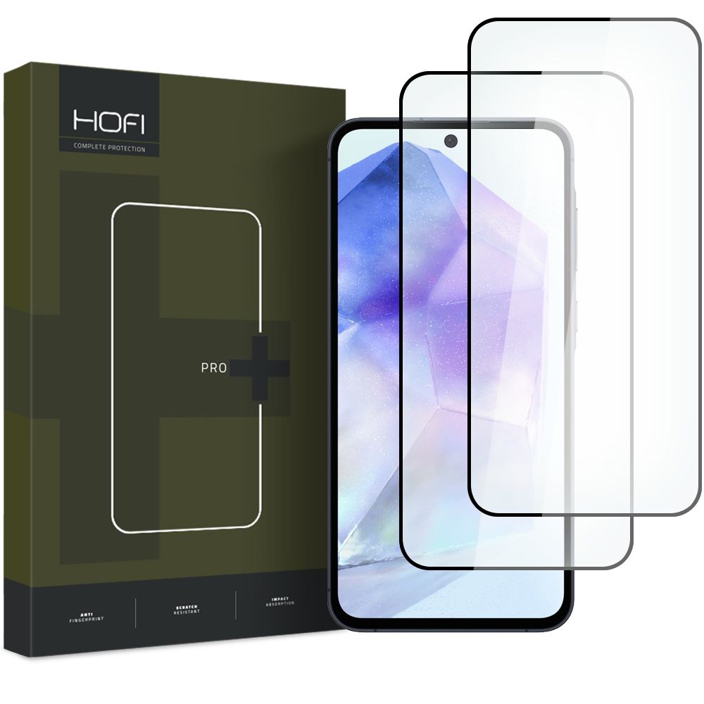 Προστατευτικό οθόνης HOFI Glass PRO+ για Samsung Galaxy A55 5G A556 / A35 5G A356, γυάλινη ασπίδα, πλήρης κόλλα, σετ 2 τεμαχίων, 2.5D, μαύρο