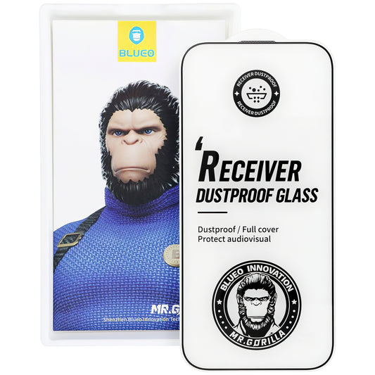 Προστατευτικό οθόνης Mr Monkey Glass Receiver Dustproof για Apple iPhone 16 Pro, γυάλινη θωράκιση, πλήρης κόλληση, 5D, μαύρο